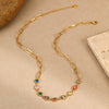 Stainless Steel Necklace Inlaid With Colorful Zircon Geometric Pattern Electroplated Women's Fashion Jewelry