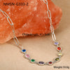 Stainless Steel Necklace Inlaid With Colorful Zircon Geometric Pattern Electroplated Women's Fashion Jewelry