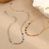 Stainless Steel Necklace Inlaid With Colorful Zircon Geometric Pattern Electroplated Women's Fashion Jewelry