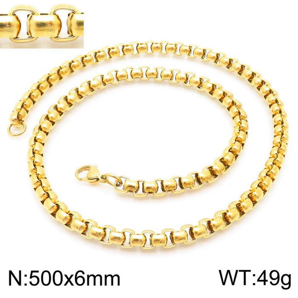 Stainless Steel Necklace Square Pearl Chain Men And Women Titanium Steel Necklace Card Wheel New Jewelry Jewelry  Wholesale