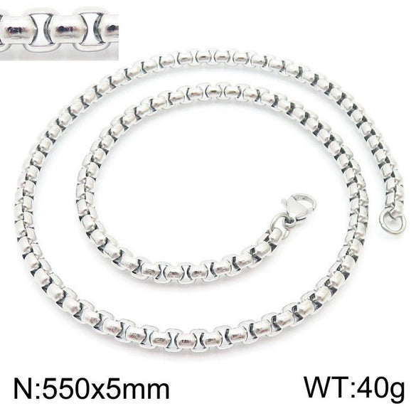 Stainless Steel Necklace Square Pearl Chain Men And Women Titanium Steel Necklace Card Wheel New Jewelry Jewelry  Wholesale