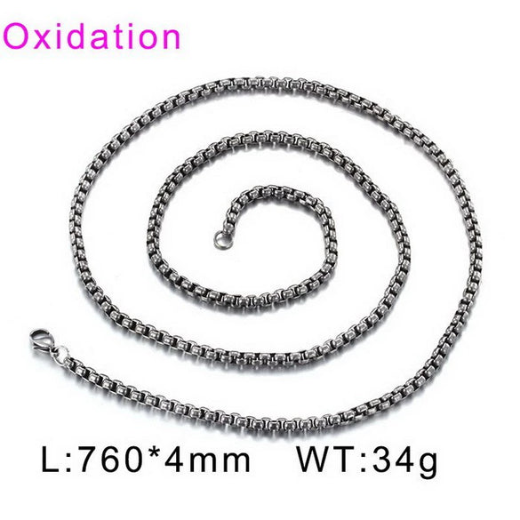 Stainless Steel Necklace Square Pearl Chain Men And Women Titanium Steel Necklace Card Wheel New Jewelry Jewelry  Wholesale