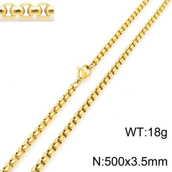 Stainless Steel Necklace Square Pearl Chain Men And Women Titanium Steel Necklace Card Wheel New Jewelry Jewelry  Wholesale