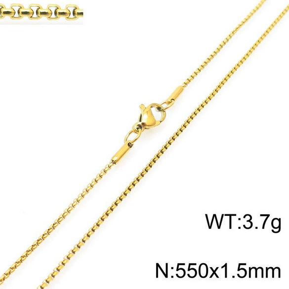 Stainless Steel Necklace Square Pearl Chain Men And Women Titanium Steel Necklace Card Wheel New Jewelry Jewelry  Wholesale