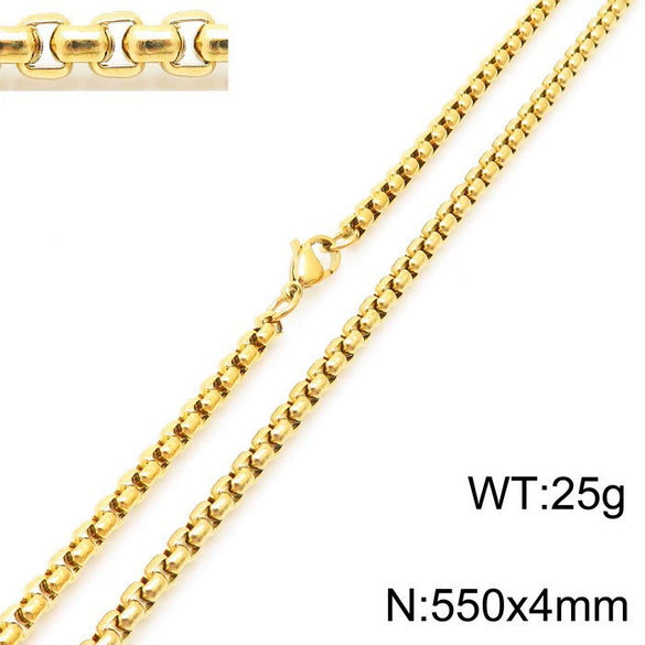 Stainless Steel Necklace Square Pearl Chain Men And Women Titanium Steel Necklace Card Wheel New Jewelry Jewelry  Wholesale