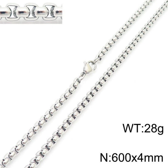 Stainless Steel Necklace Square Pearl Chain Men And Women Titanium Steel Necklace Card Wheel New Jewelry Jewelry  Wholesale