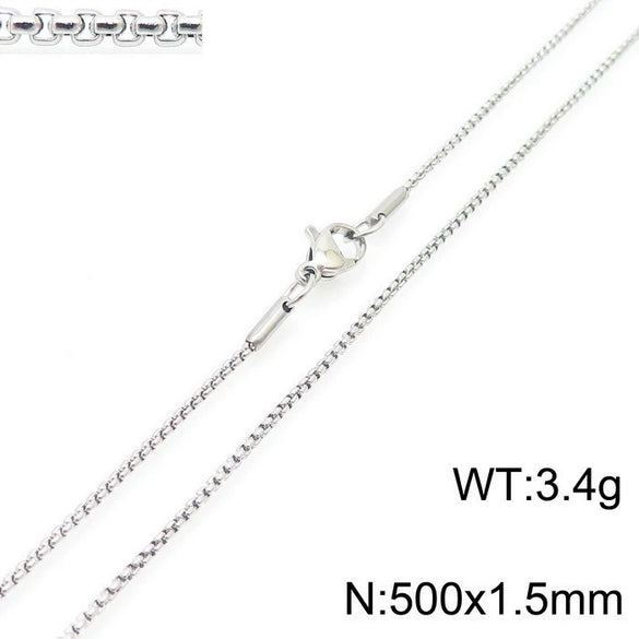 Stainless Steel Necklace Square Pearl Chain Men And Women Titanium Steel Necklace Card Wheel New Jewelry Jewelry  Wholesale