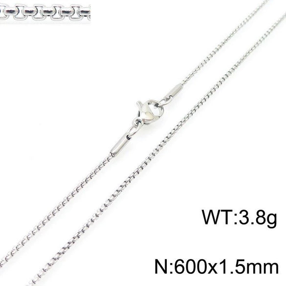 Stainless Steel Necklace Square Pearl Chain Men And Women Titanium Steel Necklace Card Wheel New Jewelry Jewelry  Wholesale