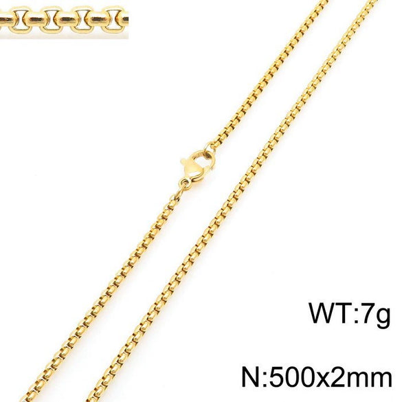 Stainless Steel Necklace Square Pearl Chain Men And Women Titanium Steel Necklace Card Wheel New Jewelry Jewelry  Wholesale