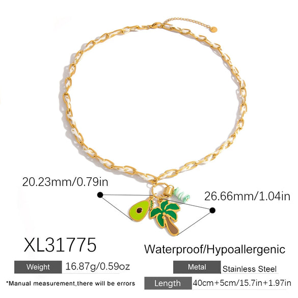 Stainless Steel Necklace With Colorful Rope Weaving Exaggerated Marine Life Pendant Animal Zodiac Flower Leaf U Shaped Star Design Electroplated