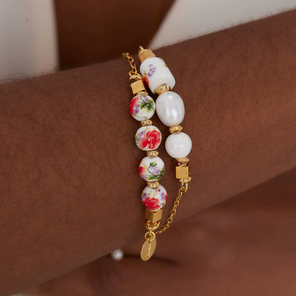 Stainless Steel Necklace With Floral Geometric Pattern Oil Painting Furnace Style Electroplating 18K Retention