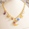 Stainless Steel Necklace With Star And Moon Pendant Electroplated Stacking Style For Women