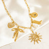 Stainless Steel Necklace With Sunflower Bow Pendant Geometric Heart Shape Electroplating For Women