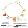 Stainless Steel Necklace With Tarot Card Heart Ceramic Printing U Shaped Pendant Electroplated Handmade Pearl Clavicle Chain