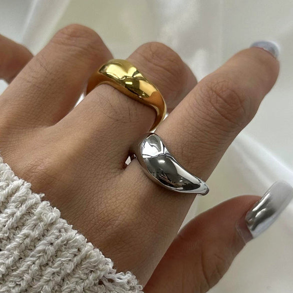 Stainless Steel Niche Exaggerated Ring Electroplated