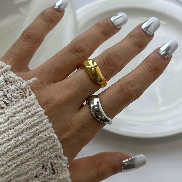 Stainless Steel Niche Exaggerated Ring Electroplated