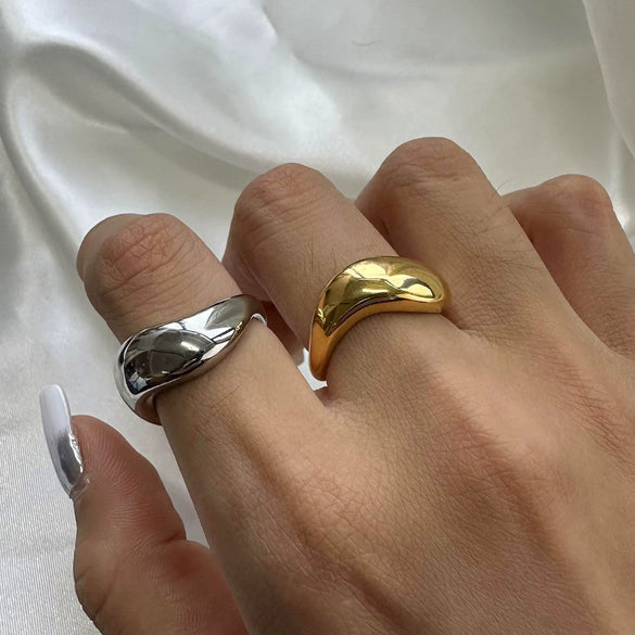 Stainless Steel Niche Exaggerated Ring Electroplated