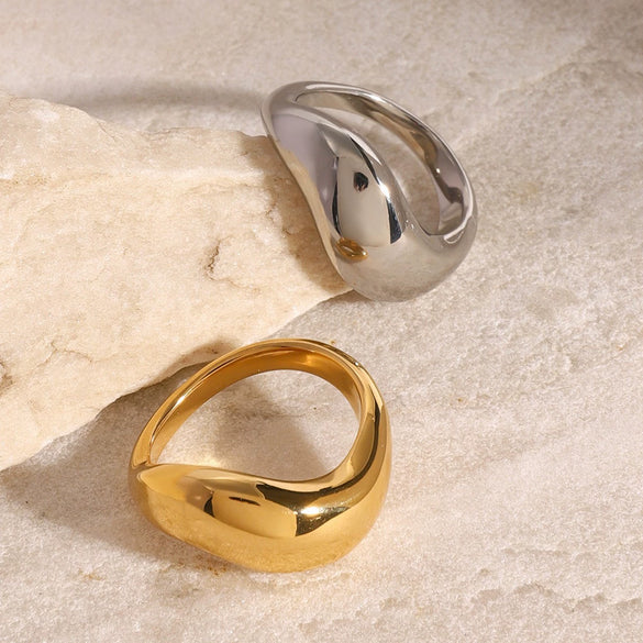 Stainless Steel Niche Exaggerated Ring Electroplated