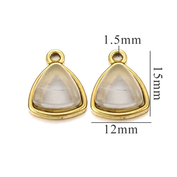 Stainless Steel Niche Style Round Triangle Natural Stone Pendant With Electroplating Treatment