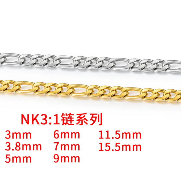 Stainless Steel NK Chain Gold Jewelry Chain DIY Accessories Necklace Bracelet Fashion Cuban Chain Hip Hop Popular Accessories