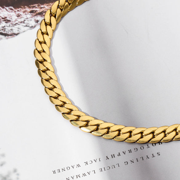 Stainless Steel Nk Chain Necklace Geometric Style Vacuum Resistant Electroplated Gold