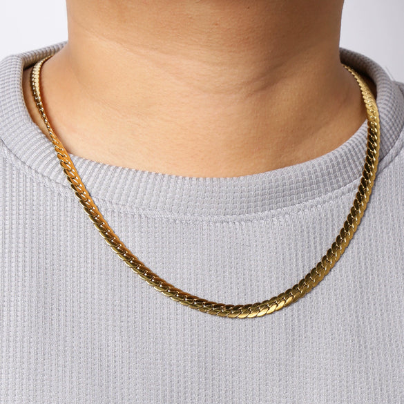 Stainless Steel Nk Chain Necklace Geometric Style Vacuum Resistant Electroplated Gold