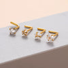 Stainless Steel Nose Nail Love Fivepointed Star Square Round Geometric Inlaid Zircon Puncture Jewelry For Women