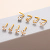 Stainless Steel Nose Nail Love Fivepointed Star Square Round Geometric Inlaid Zircon Puncture Jewelry For Women