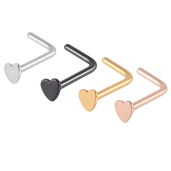 Stainless Steel Nose Ring With Sshaped Lshaped Heart Moon Hollow And Other Shapes Rose Gold Electroplated