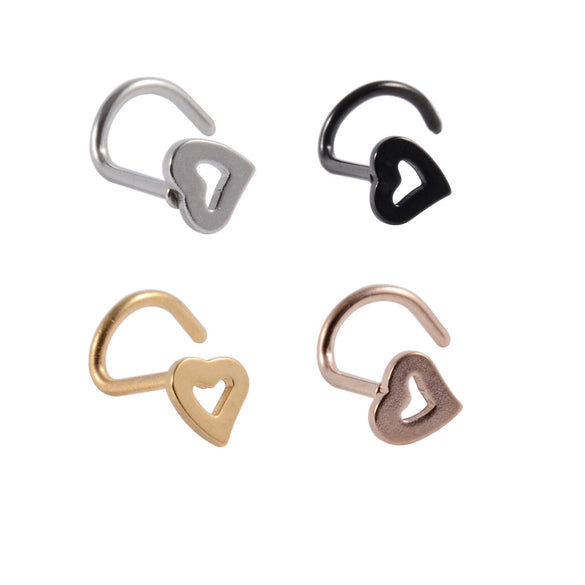 Stainless Steel Nose Ring With Sshaped Lshaped Heart Moon Hollow And Other Shapes Rose Gold Electroplated