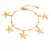 Stainless Steel Ocean Style Bracelet With Shell Starfish Sea Fish Animal Design Electroplated