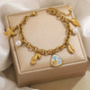 Stainless Steel Ocean Style Bracelet With Starfish Shell Pearl Electroplating