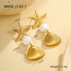Stainless Steel Ocean Style Geometric Earrings With Electroplating For Women
