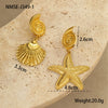 Stainless Steel Ocean Style Geometric Earrings With Electroplating For Women
