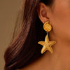 Stainless Steel Ocean Style Geometric Earrings With Electroplating For Women