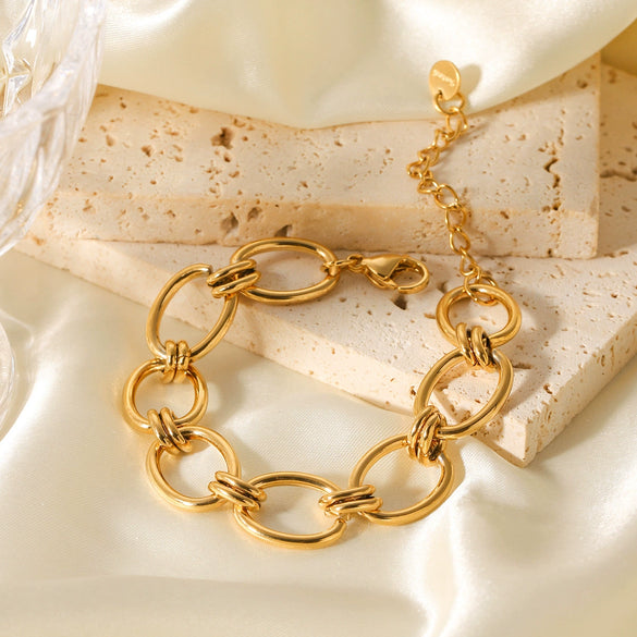 Stainless Steel Ochain Bracelet With Geometric Pattern And Electroplating For Women