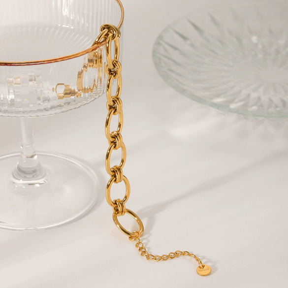 Stainless Steel Ochain Bracelet With Geometric Pattern And Electroplating For Women