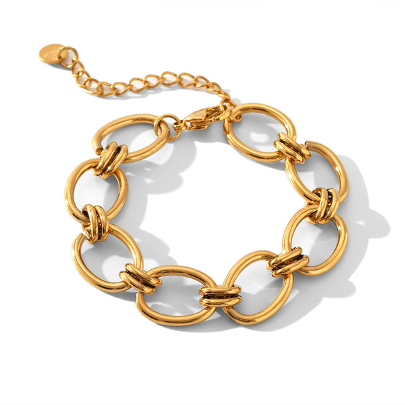 Stainless Steel Ochain Bracelet With Geometric Pattern And Electroplating For Women