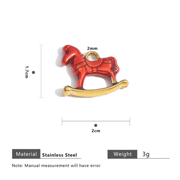 Stainless Steel Oil Dripping Cartoon Pony Pendant Necklace Bracelet Accessories