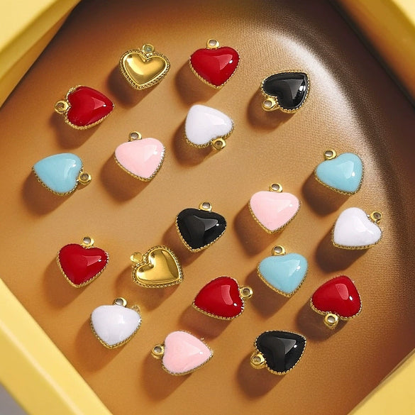 Stainless Steel Oil Dripping Craft Heart Jewelry Necklace With Eight Eyes Pattern