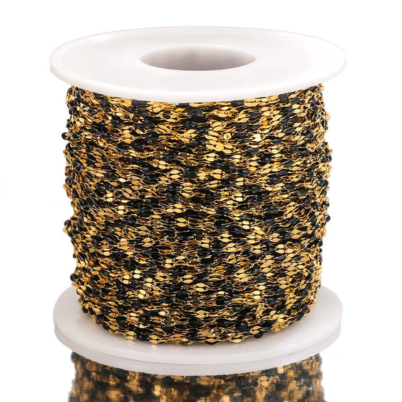 Stainless Steel Oil Dripping Cross Chain Necklace Bracelet With Vacuum Electroplated Gold