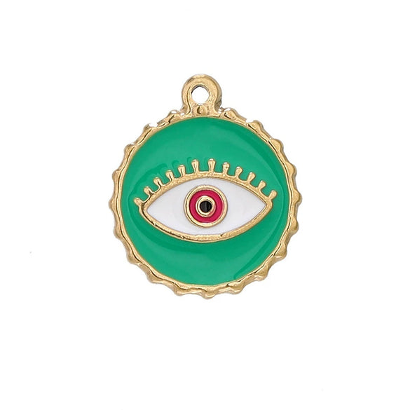Stainless Steel Oil Dripping Eye Pendant Vintage Necklace Jewelry Accessories Electroplated