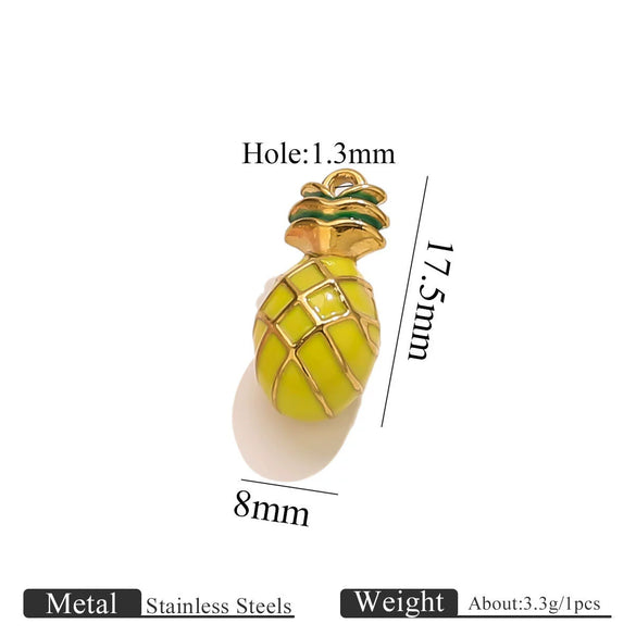 Stainless Steel Oil Dripping Fruit Pendant Jewelry Necklace Bracelet With Strawberry Banana Apple Shapes
