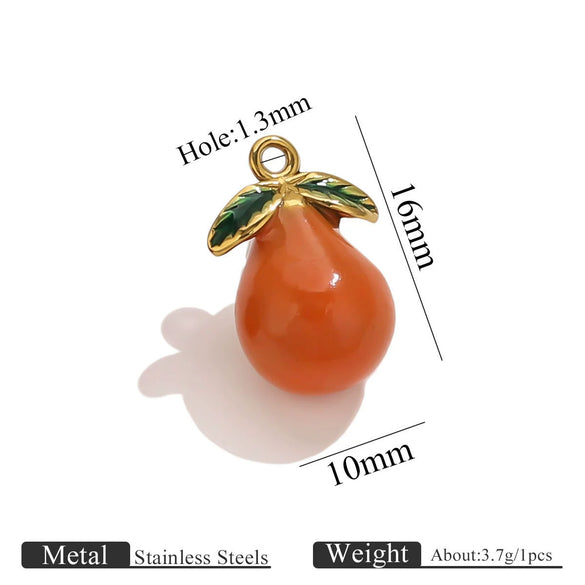 Stainless Steel Oil Dripping Fruit Pendant Jewelry Necklace Bracelet With Strawberry Banana Apple Shapes