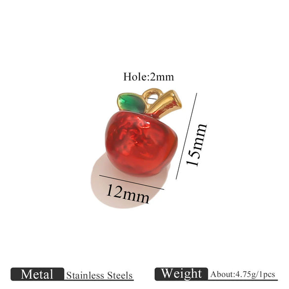 Stainless Steel Oil Dripping Fruit Pendant Jewelry Necklace Bracelet With Strawberry Banana Apple Shapes