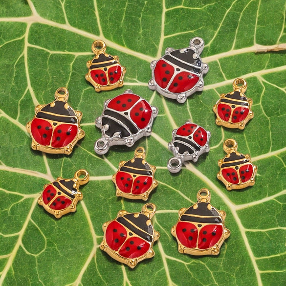 Stainless Steel Oil Dripping Ladybug Style Handmade Jewelry Pendant