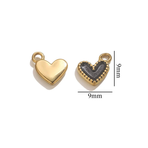Stainless Steel Oil Dripping Love Shape Pendant Jewelry Accessories For Bracelet Earrings