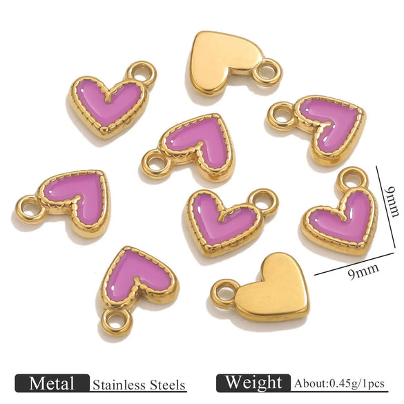 Stainless Steel Oil Dripping Love Shape Pendant Jewelry Accessories For Bracelet Earrings