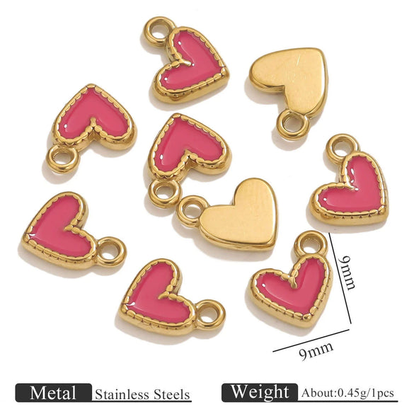 Stainless Steel Oil Dripping Love Shape Pendant Jewelry Accessories For Bracelet Earrings