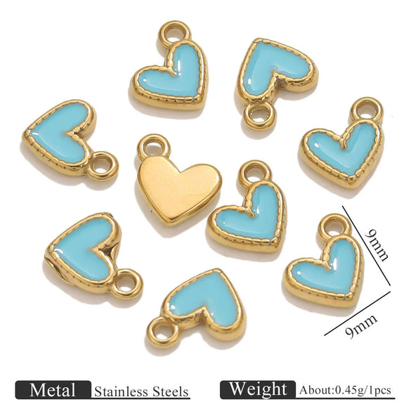 Stainless Steel Oil Dripping Love Shape Pendant Jewelry Accessories For Bracelet Earrings